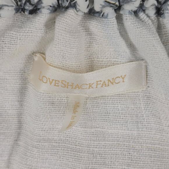 LOVESHACKFANCY MCKENNA GRAND HANDLE BAG COTTON LINEN FLORAL W/ SOLID WOOD HANDLE - Picture 4 of 11